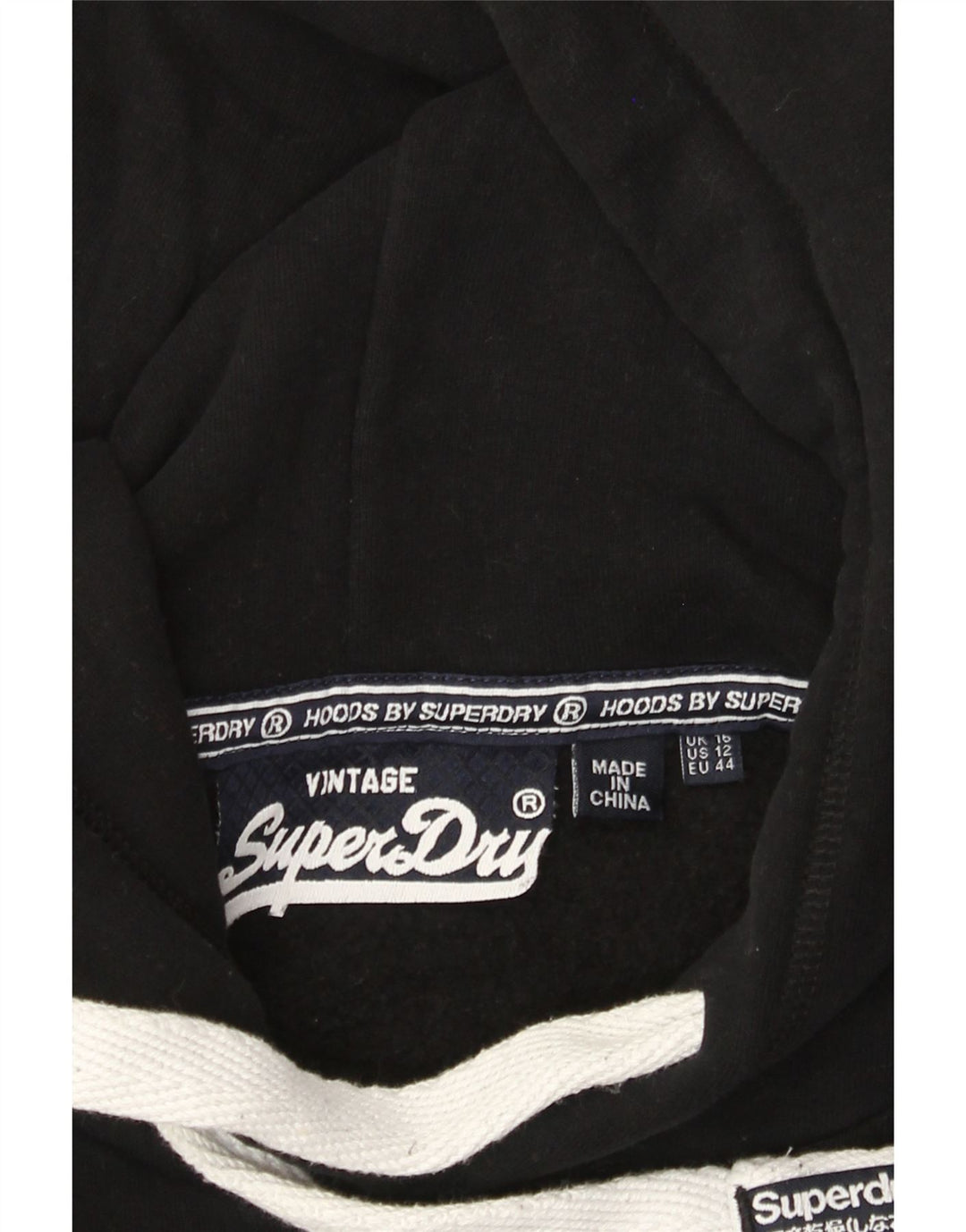 Superdry Pull à capuche graphique pour femme UK 16 Large Noir