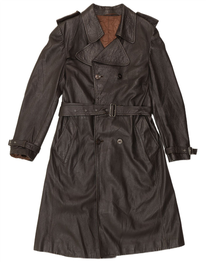 Trench-coat en cuir femme vintage UK 14 Brun moyen