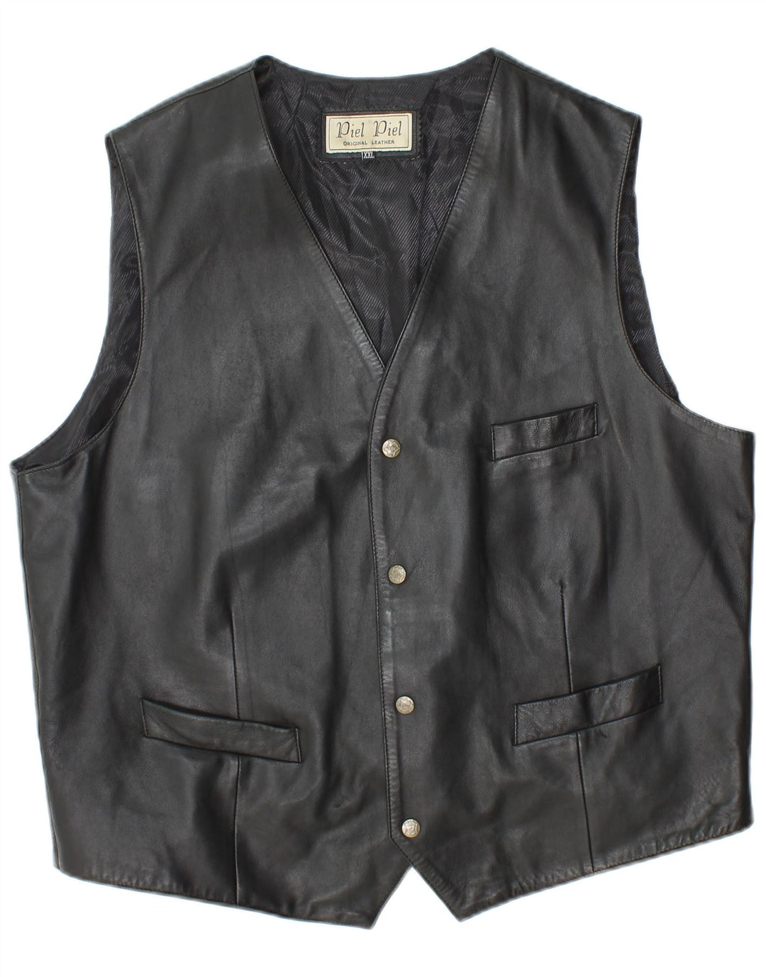 gilet en cuir homme vintage 2XL Cuir noir