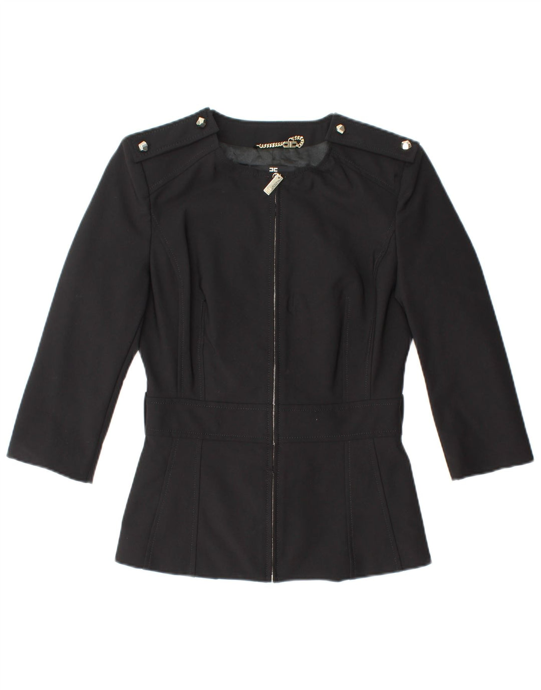 ELISABETTA FRANCHI Veste blazer à manches 3/4 pour femme IT 42 Noir moyen