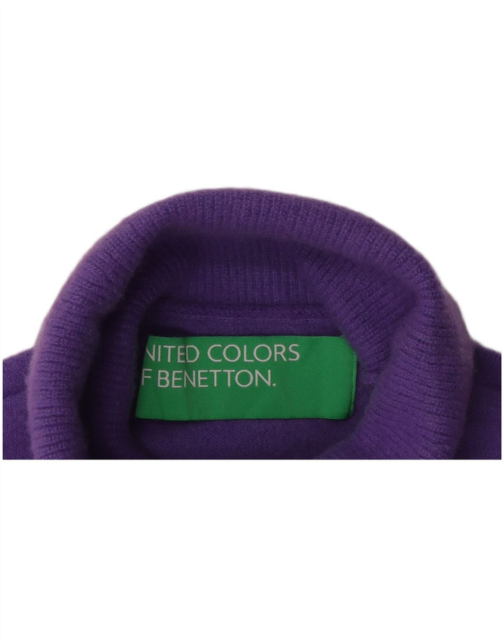 Benetton Pull col roulé pour femme UK 12 Violet moyen