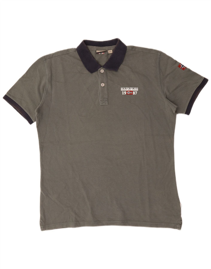 Napapijri Polo Homme Large Gris Coton
