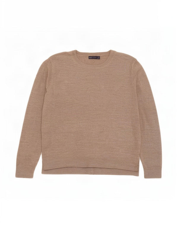 Marks & Spencer Pull col bateau pour femme UK 18 XL Acrylique Beige