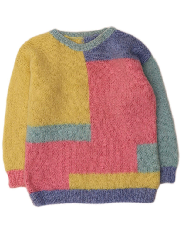 vintage Womens Boat Neck Jumper Sweater UK 16 Grand Multicolore