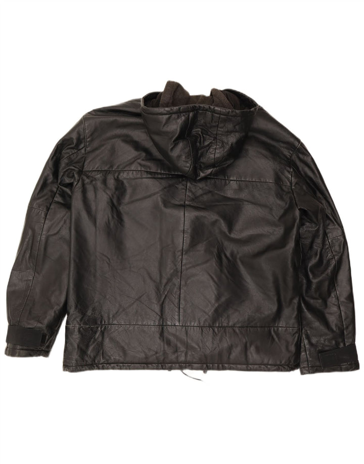 Conbipel Veste en cuir à capuche pour homme IT 52 XL Cuir noir