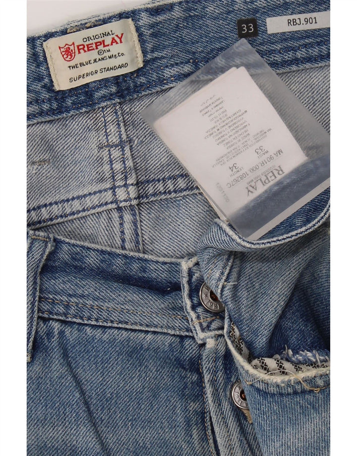 REPLAY Jean Slim 901 Effet Déchiré W33 L34 Bleu Coton Homme