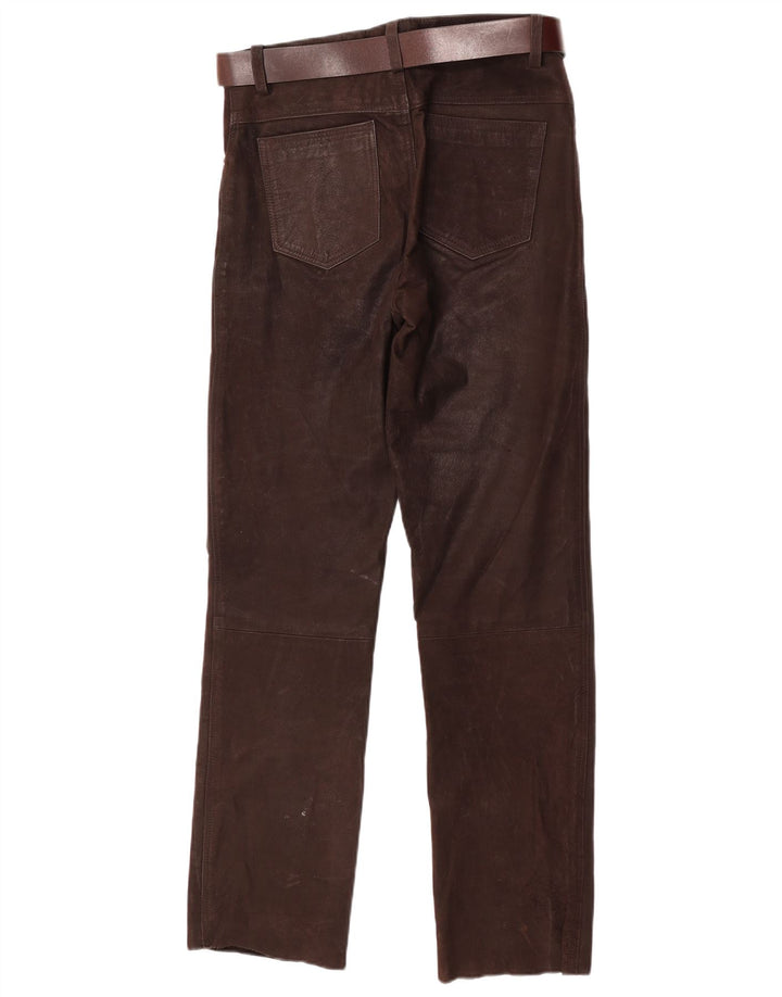 Stockerpoint Pantalon droit en cuir pour homme W34 L32 Cuir marron