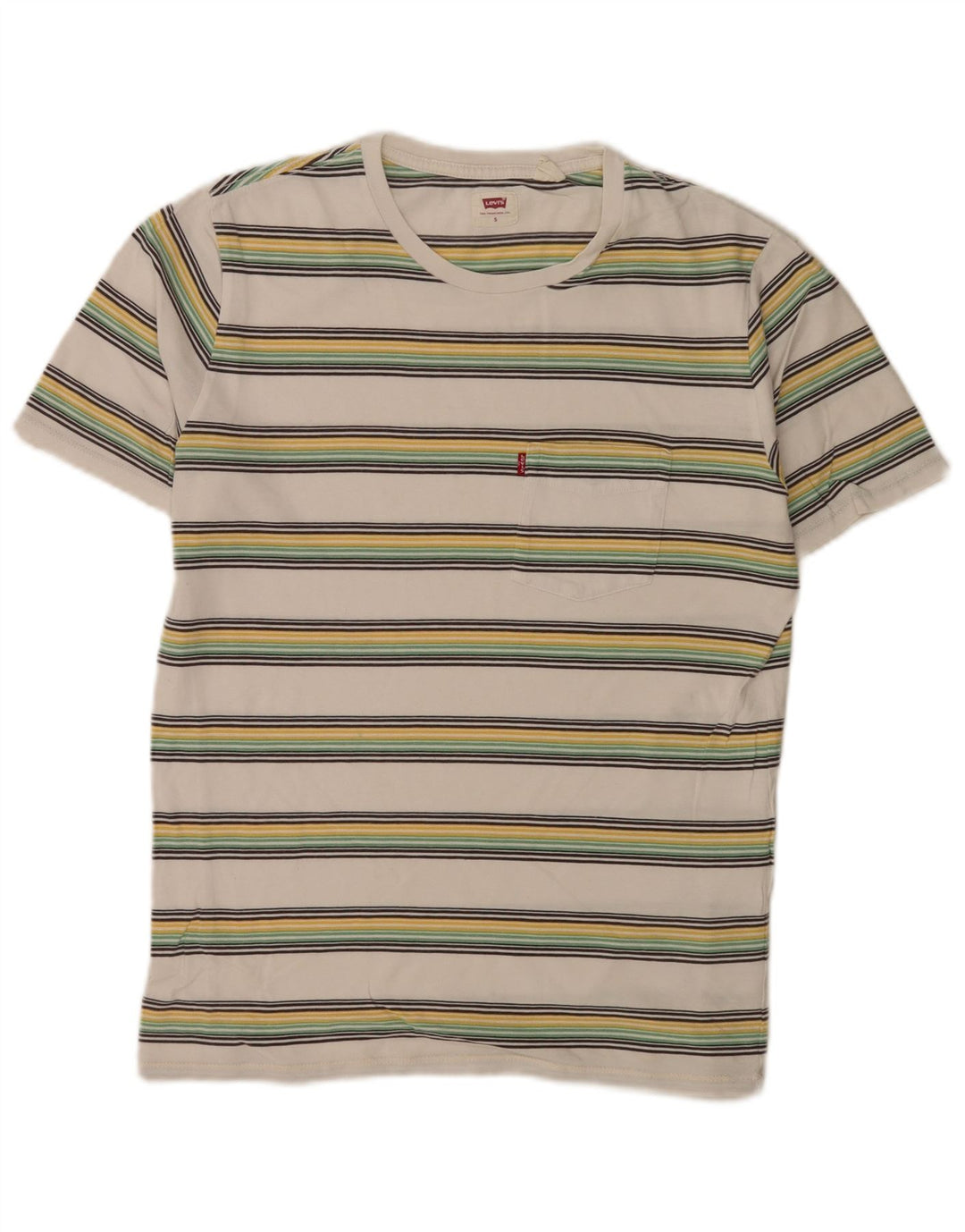 Levi's T-Shirt Top Small Blanc Rayé Coton Homme