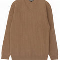 Green Leaves Pull Col V Homme Laine Beige Moyen