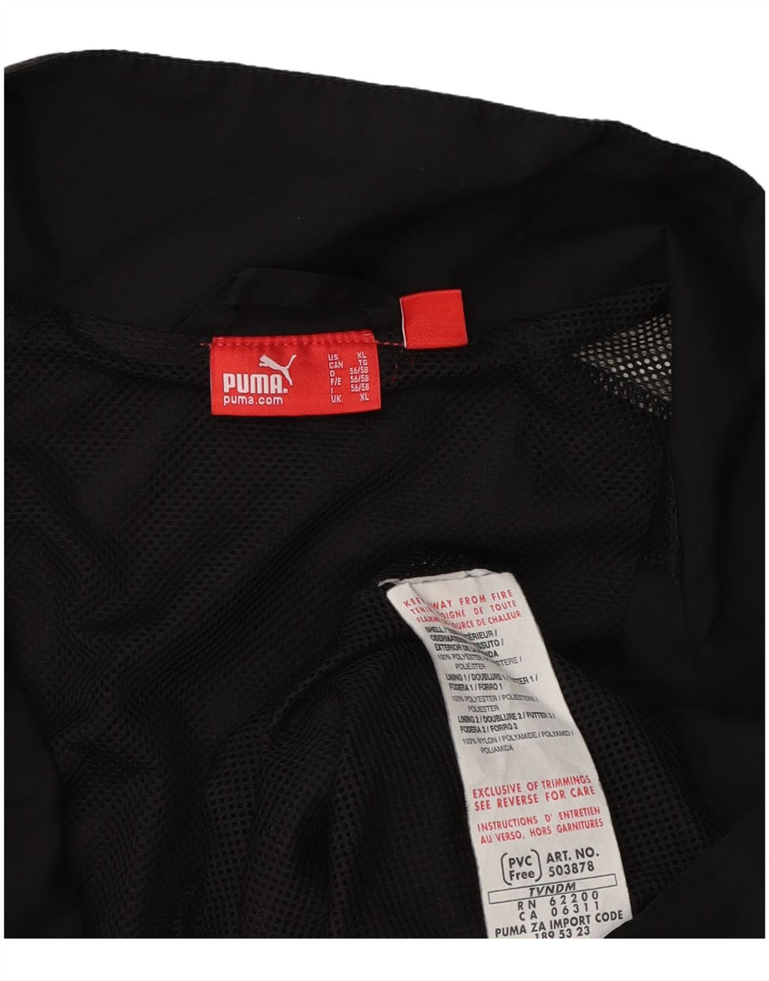 Puma Veste de Survêtement Homme XL Noir Colorblock Polyester