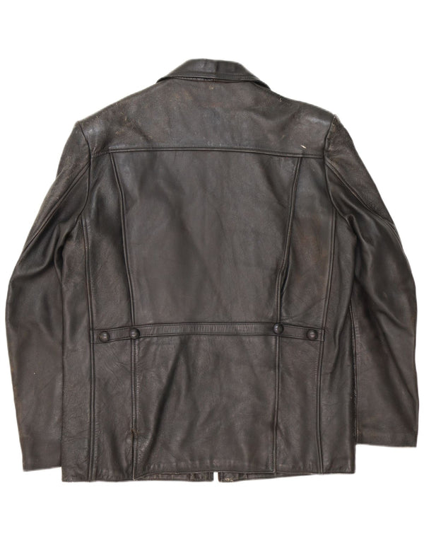 veste en cuir homme vintage UK 40 Grand Noir