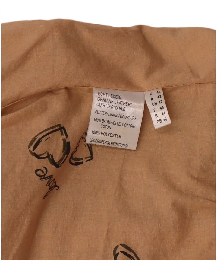 DAVID MOORE Veste de motard courte pour femme UK 16 Grand cuir colorblock vert