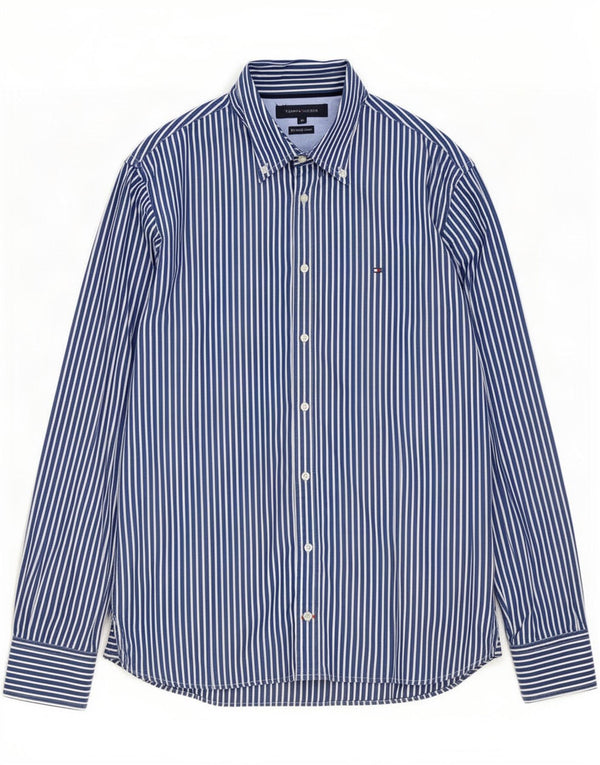 Tommy Hilfiger Chemise Homme Bleu Marine Moyen Fines Rayures Coton