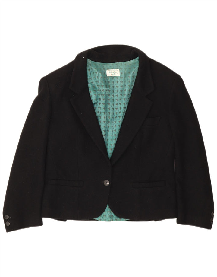 Benetton Veste Blazer 1 Bouton Femme IT 44 Laine Noir Moyen