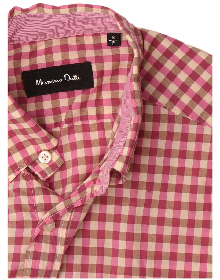 Massimo Dutti Chemise Homme Petit Carreau Rose