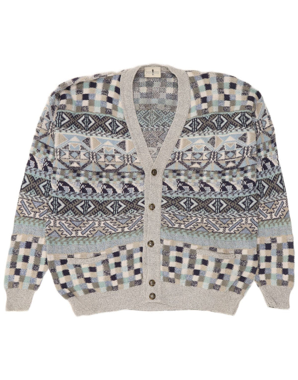 NANI BON Cardigan Homme Pull IT 52 Large Multicolore Géométrique