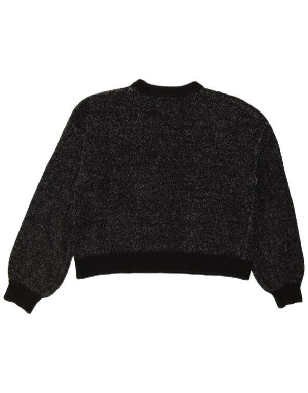 Oasis Pull court surdimensionné à col rond pour femme UK 6 XS Noir