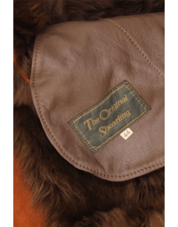vintage Femme Loose Fit Shearling Manteau IT 44 Brun Moyen