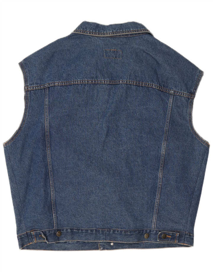 vintage Mens Denim Gilet UK 46 3XL Bleu