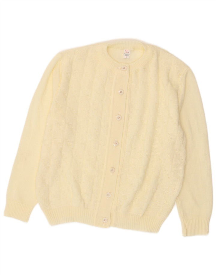 VINTAGE Pull Cardigan Femme IT 42 Acrylique Blanc Cassé Moyen