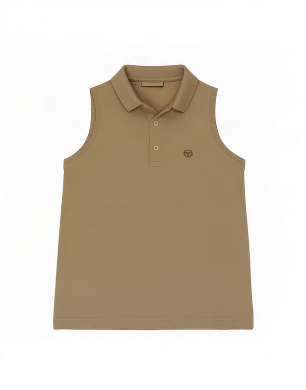 Sergio Tacchini Polo sans manches pour femme UK 12 Coton beige moyen