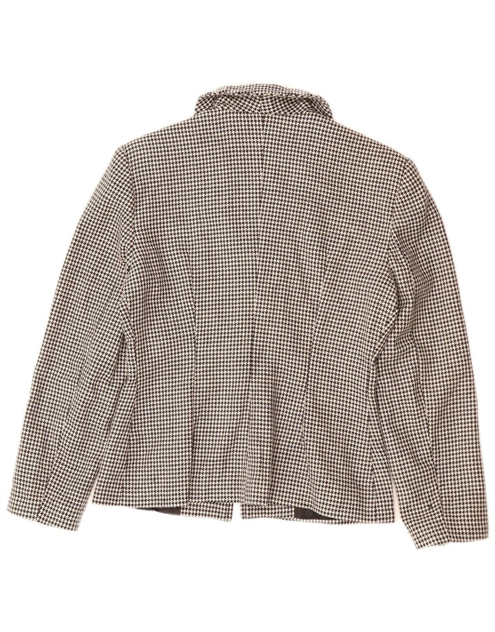 VINTAGE Veste Blazer Femme IT 42 Laine Pied-de-Poule Noir Moyen