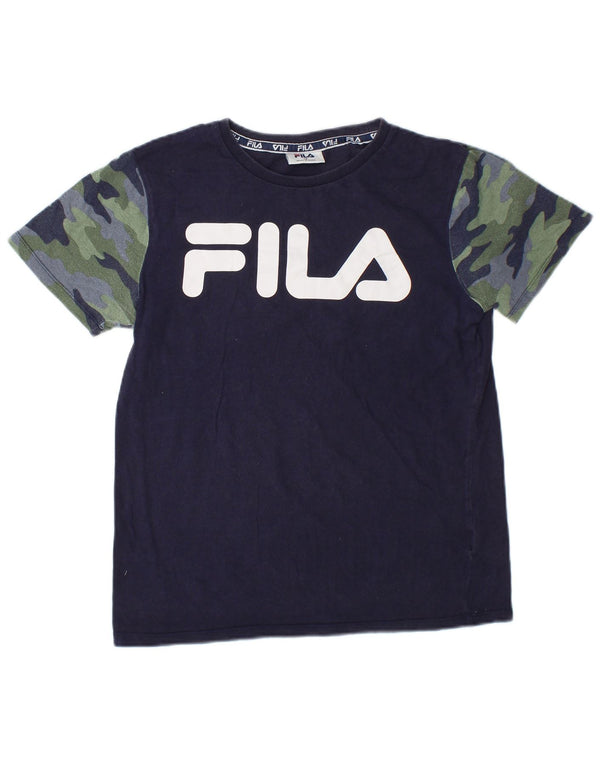 Fila T-Shirt Graphique Garçon 13-14 ans Bleu Marine Camouflage Coton