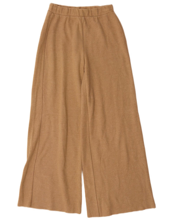 Zara Pantalon de survêtement large pour femme UK 8 Small Beige Cotton