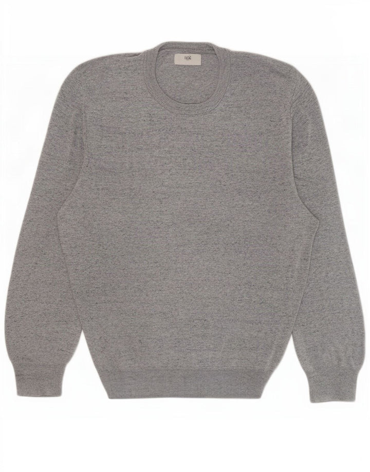 Marks & Spencer Pull à col rond pour homme en coton moucheté gris grand