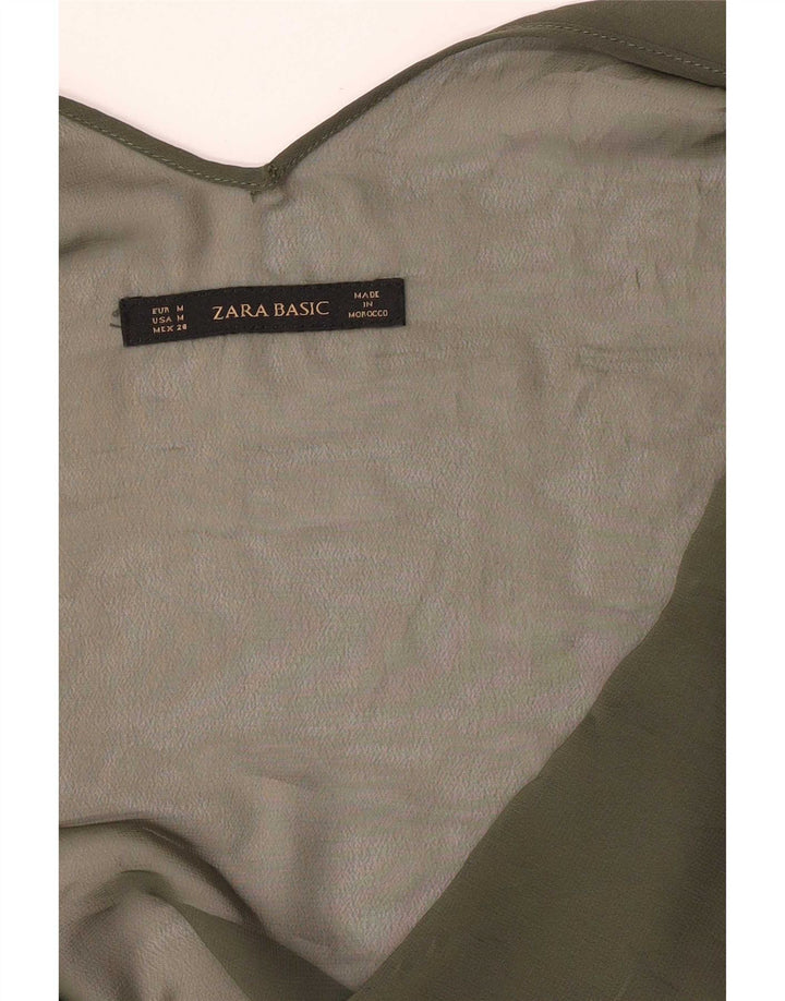 Zara Womens See Through Crop Top UK 12 Kaki Moyen