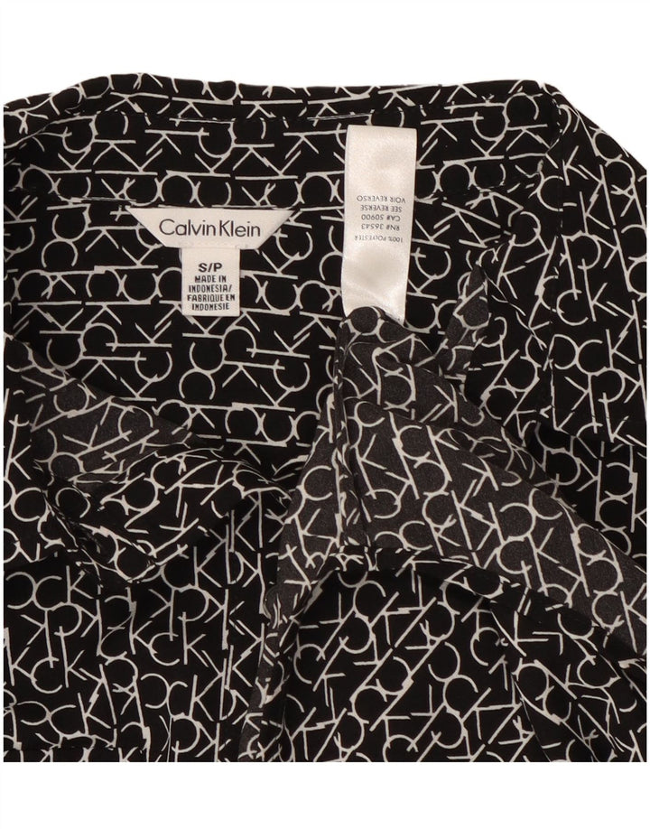 Calvin Klein Womens Graphic Shirt Blouse UK 10 Petit Noir Designer