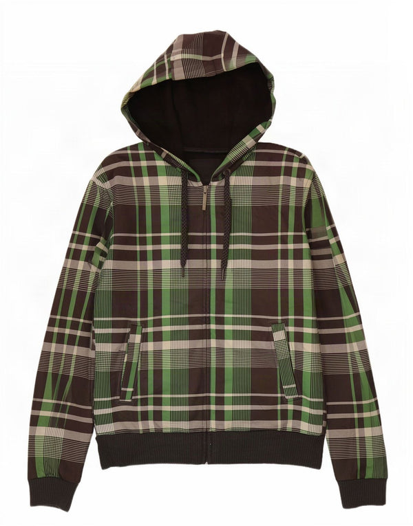 Zara Pull à capuche zippé pour homme en polyester à carreaux multicolores