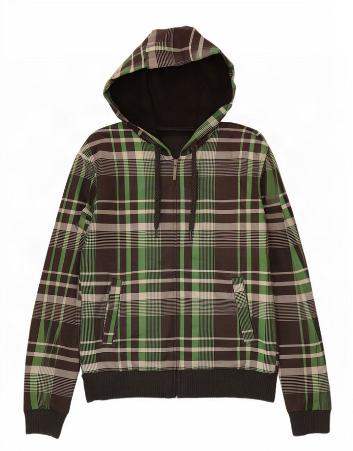 Zara Pull à capuche zippé pour homme en polyester à carreaux multicolores