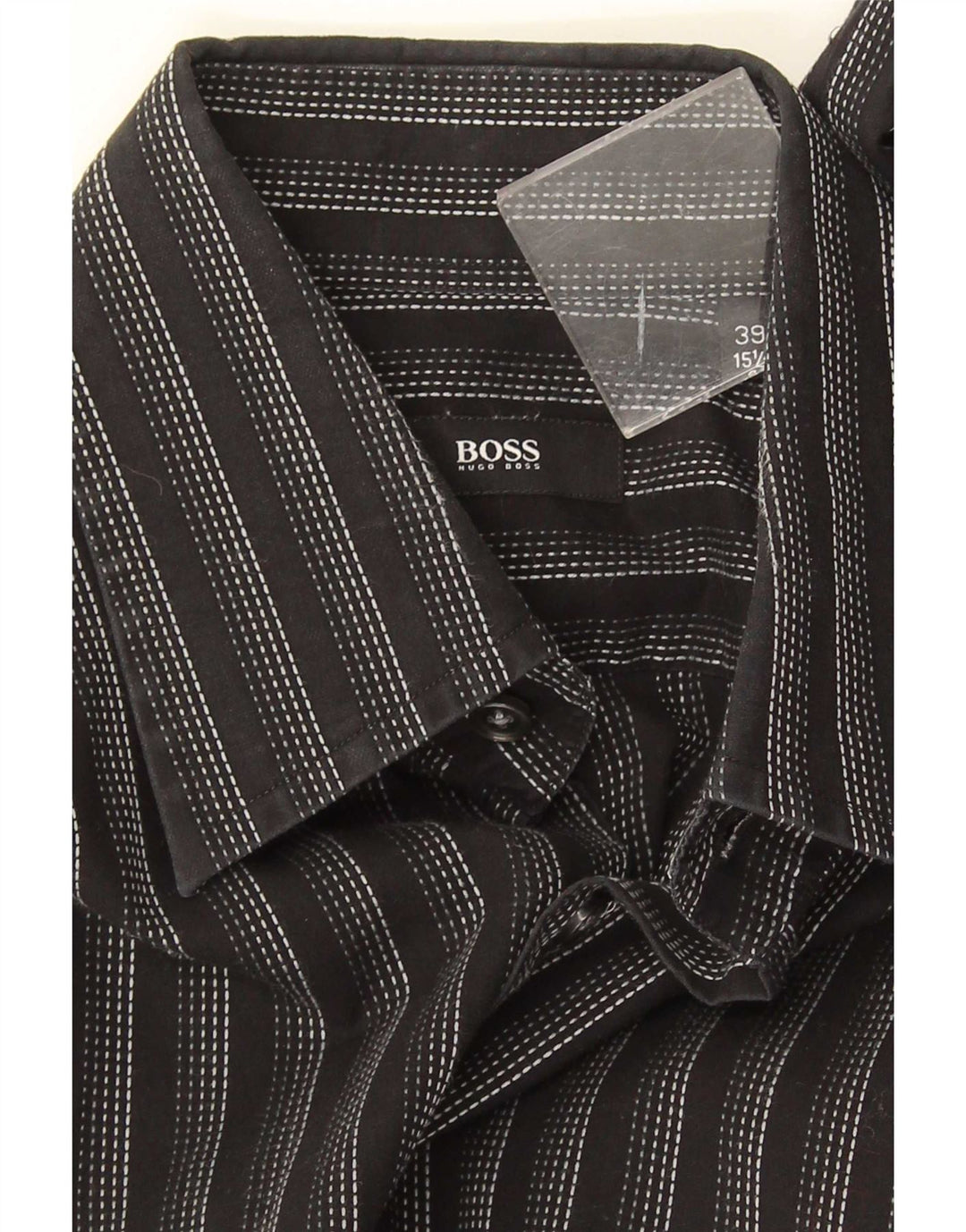 Hugo Boss Chemise Homme Taille 39 15 1/2 Rayé Noir Moyen