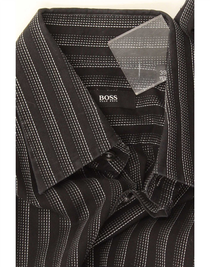 Hugo Boss Chemise Homme Taille 39 15 1/2 Rayé Noir Moyen