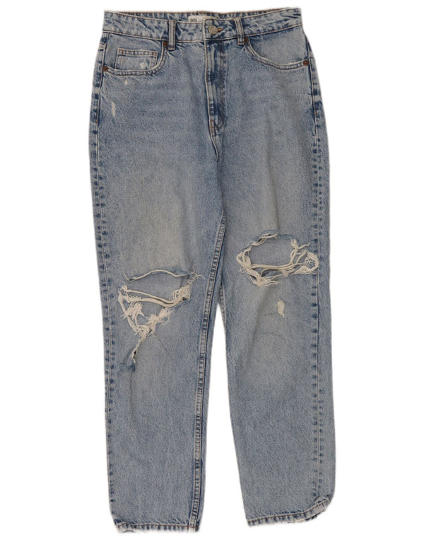 Zara Jean fuselé taille haute en détresse pour femme EU 40 Medium W30 L28 Bleu