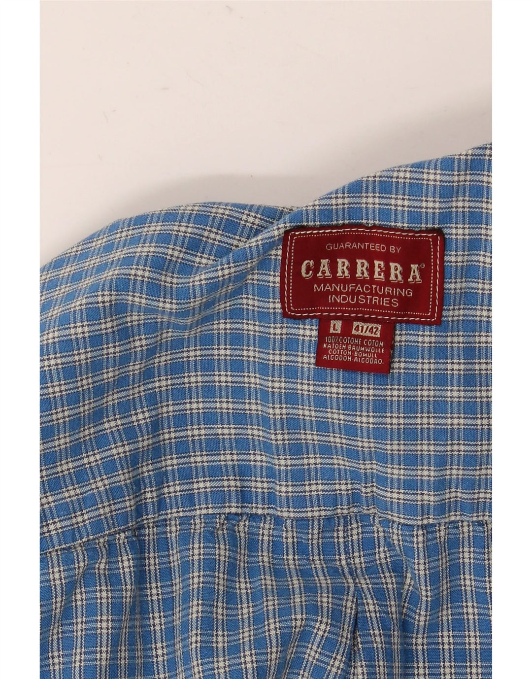 Carrera Chemise en flanelle pour homme Taille 41/42 Grand coton à carreaux bleus