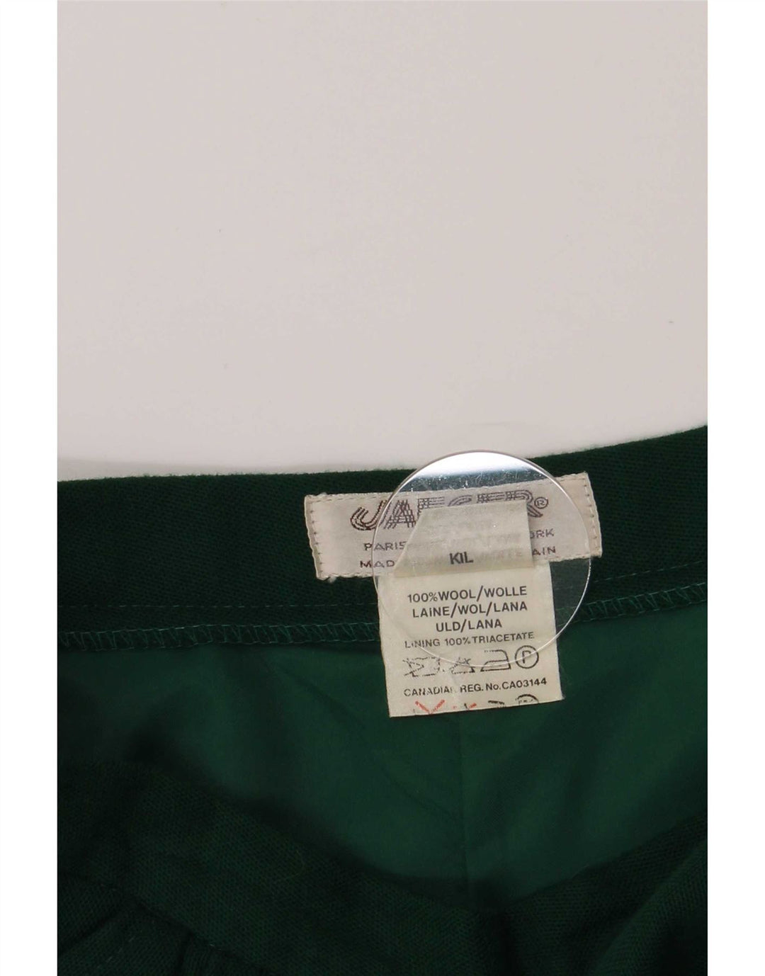 Jaeger Jupe trapèze pour femme UK 14 Medium W26 Laine verte