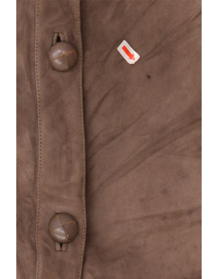 VINTAGE Manteau en peau de mouton femme UK 14 Grand Beige