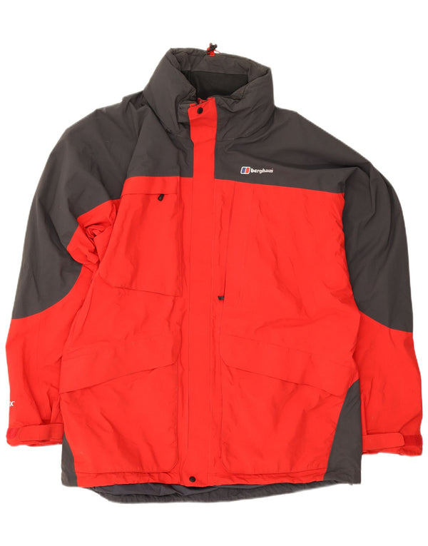 Berghaus Veste de pluie à capuche pour homme UK 44 2XL Rouge Colorblock Polyamide