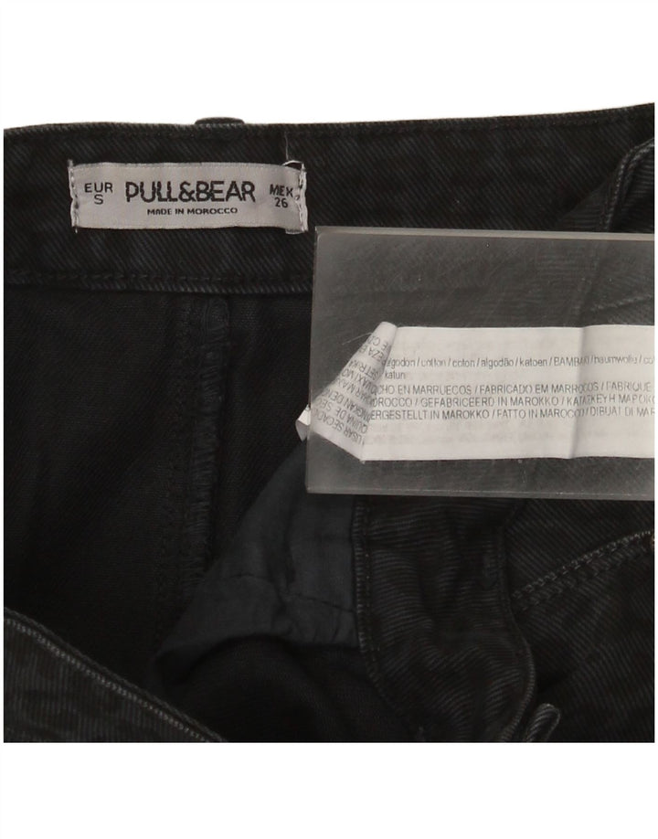 Pull & Bear Jupe en Jean Femme Small W26 Coton Imprimé Animal Noir