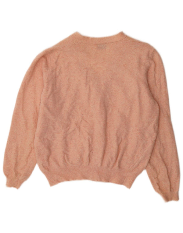 Benetton Cardigan Femme Pull UK 14 Grande Laine Mouchetée Rose