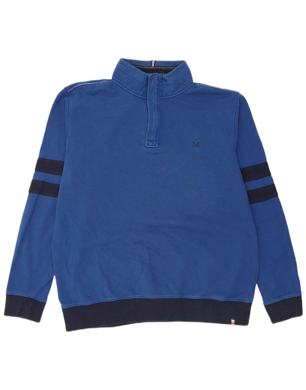 Crew Clothing Sweat-shirt graphique à col zippé pour homme XL Bleu color block