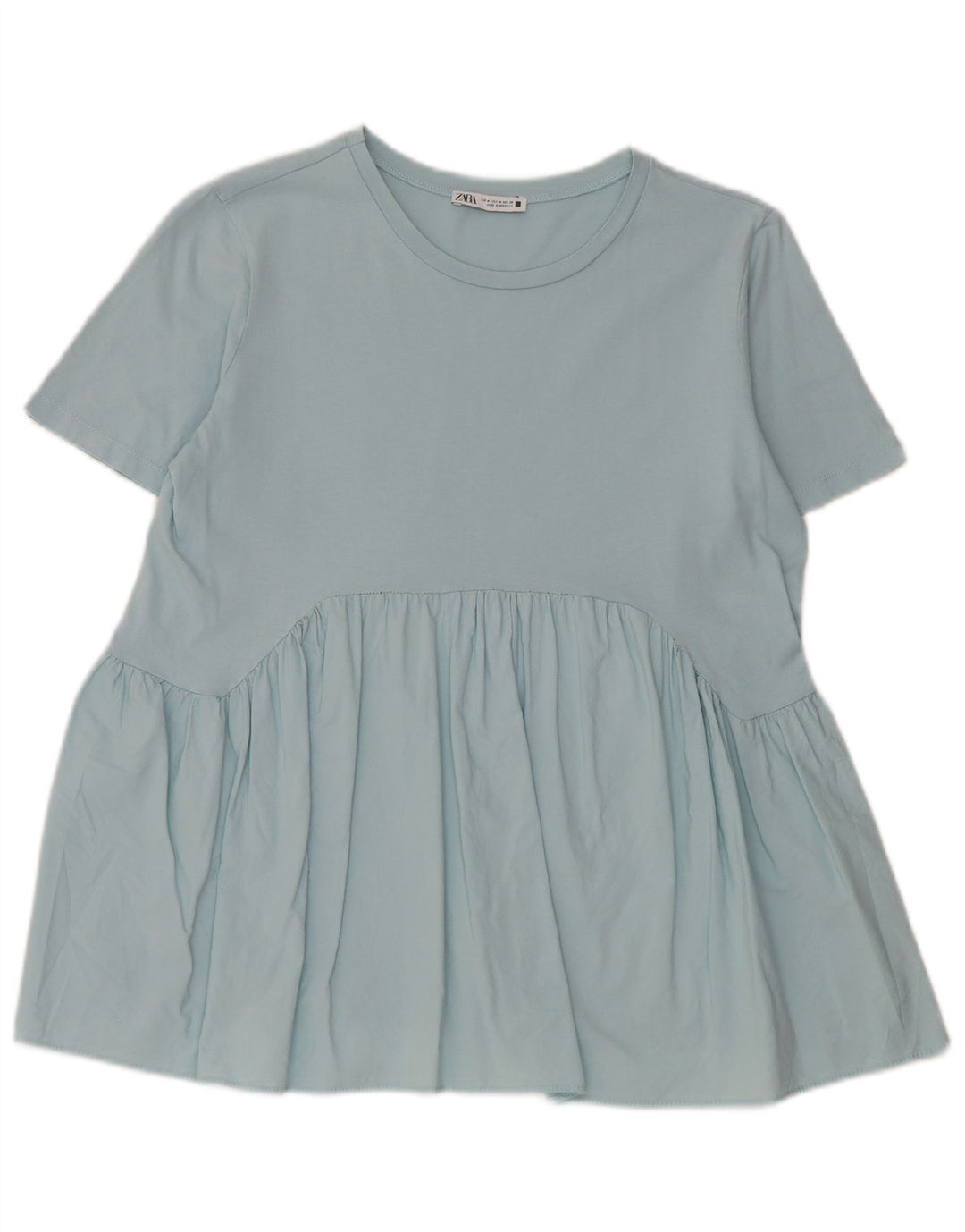 Zara Femme Chemisier Top UK 12 Bleu Moyen Coton