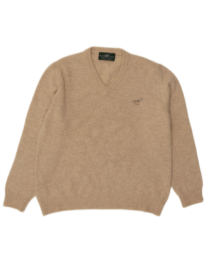 Henry Cottons Pull Col V Homme Laine Beige Moyen
