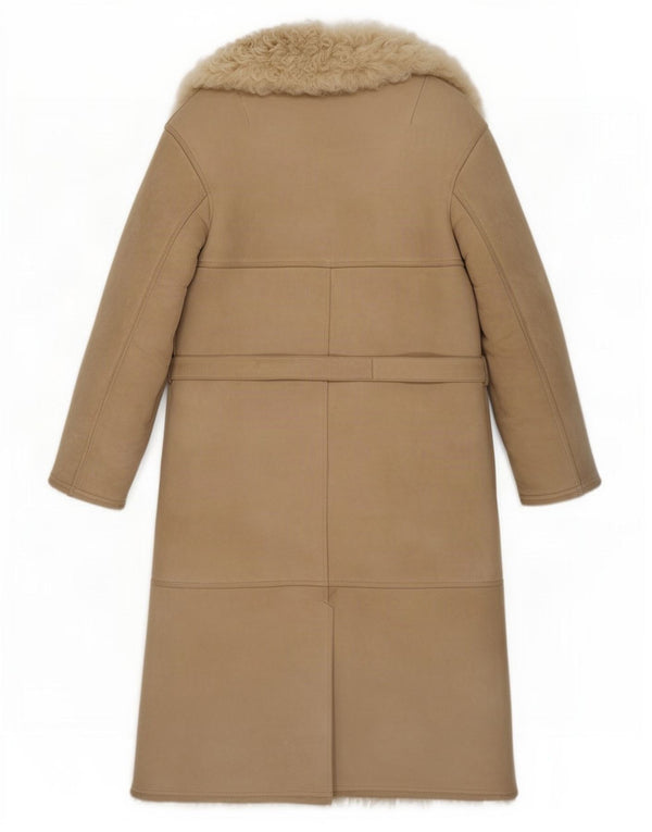 manteau en peau de mouton vintage femme UK 8 Petit Beige