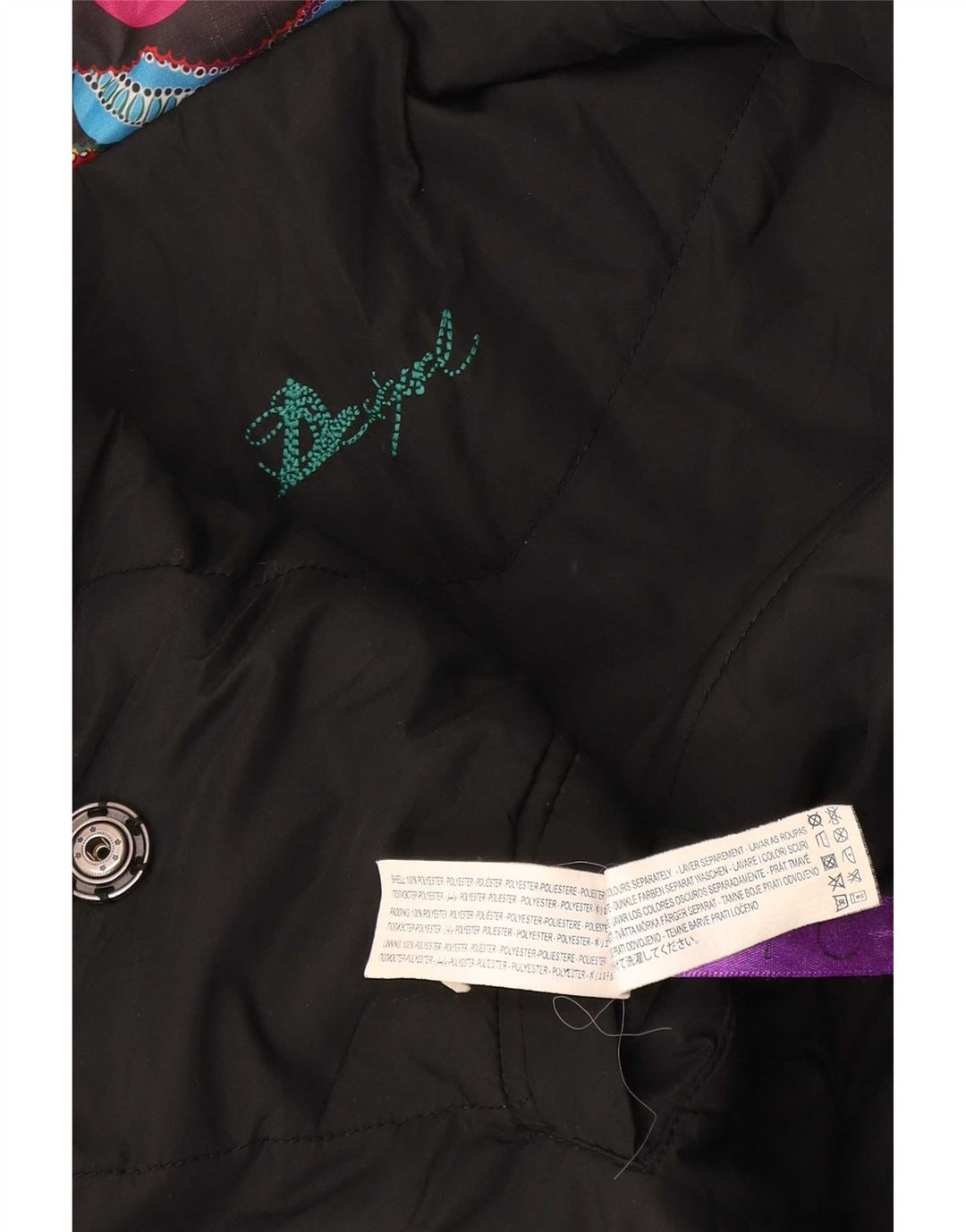 Desigual Veste matelassée pour femme UK 10 Small Polyester géométrique multicolore