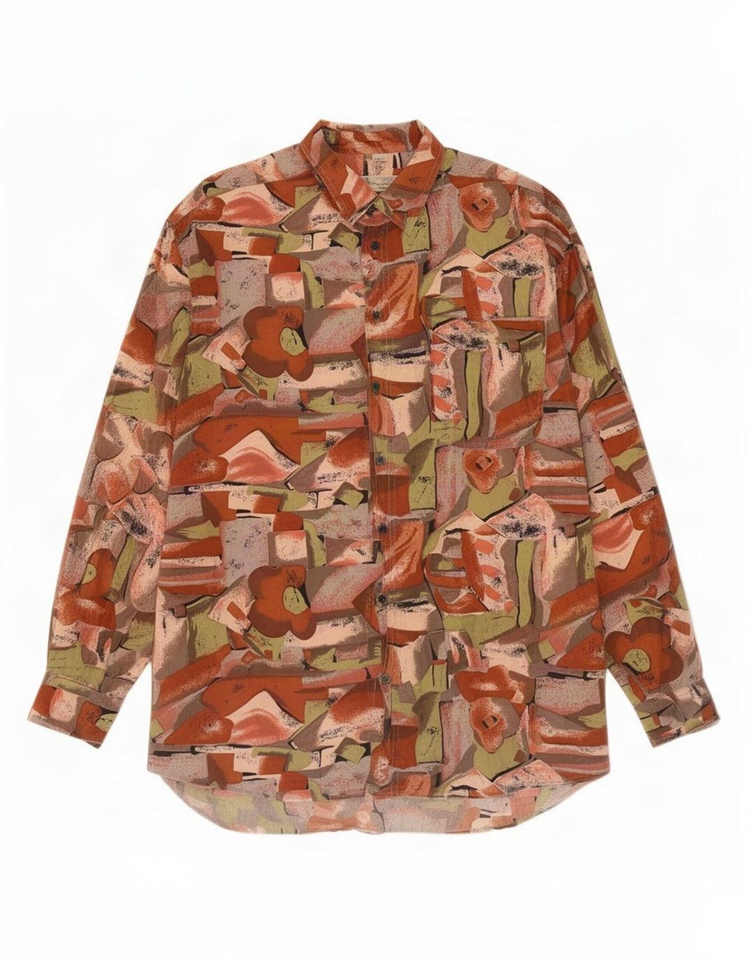 Angelo Litrico Chemise Homme Motif Abstrait Taille 43/44 XL Soie Multicolore