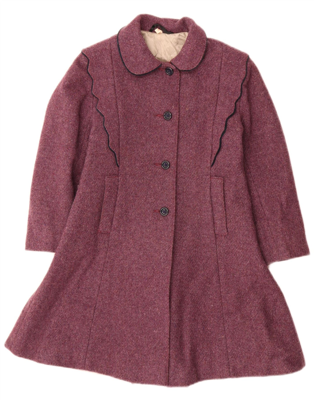 Manteau Princesse Vintage Filles 5-6 Ans Laine Violette