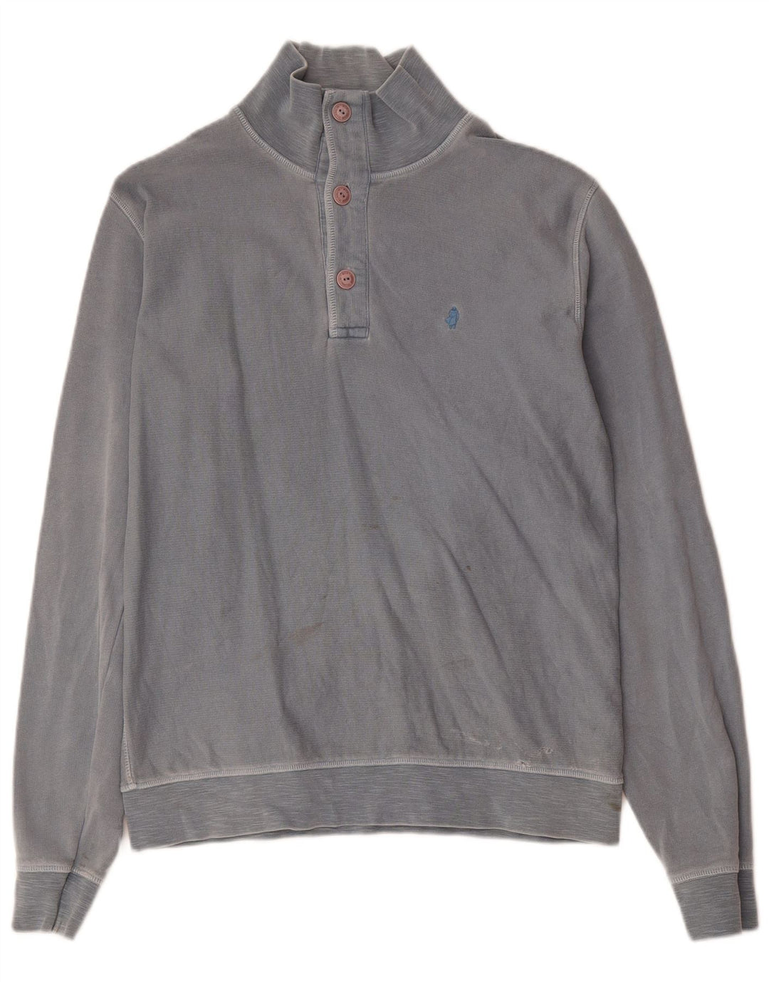 MARLBORO CLASSICS Mens Button Neck Sweatshirt Jumper Large Grey Cotton